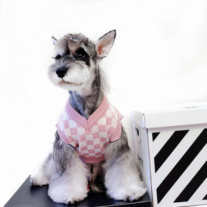Cute Checkerboard Pet Vest Sweater For Everyday Wear